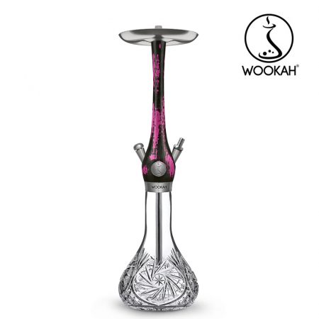 Narghilea WOOKAH din lemn, model Black/Pink, Vas transparent [8]