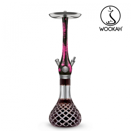 Narghilea WOOKAH din lemn, model Black/Pink, Vas transparent [1]