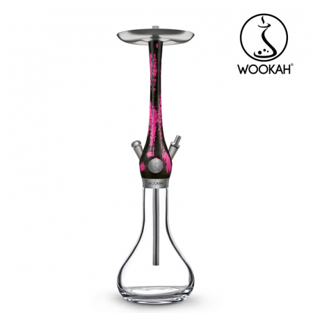 Narghilea - Narghilea WOOKAH din lemn, model Black/Pink, Vas transparent