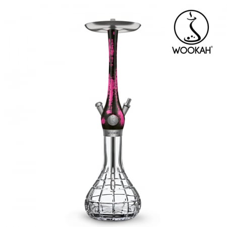 Narghilea WOOKAH din lemn, model Black/Pink, Vas transparent [7]