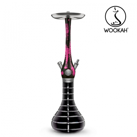 Narghilea WOOKAH din lemn, model Black/Pink, Vas transparent [9]