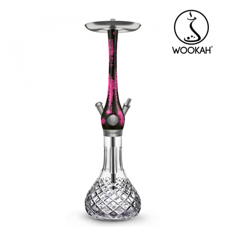 Narghilea WOOKAH din lemn, model Black/Pink, Vas transparent [2]