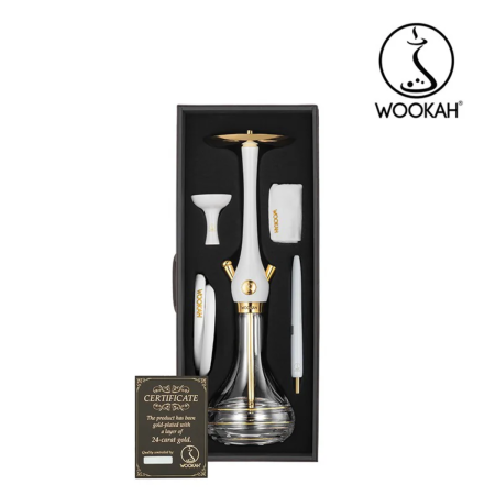 Narghilea Wookah din lemn placata cu aur 24K, Royal White Set [2]