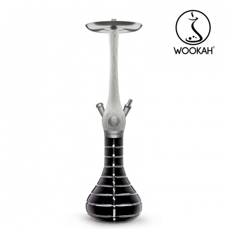 Narghilea WOOKAH din lemn, model White Nox, Vas transparent [2]