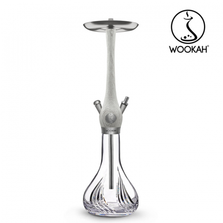 Narghilea WOOKAH din lemn, model White Nox, Vas transparent [8]