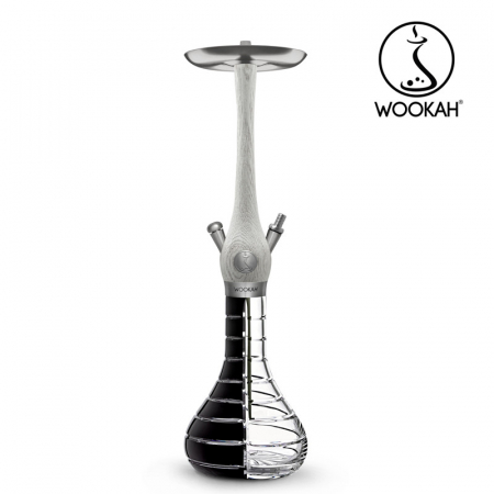 Narghilea WOOKAH din lemn, model White Nox, Vas transparent [3]