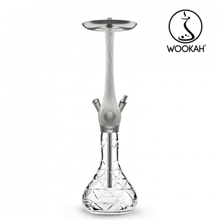 Narghilea WOOKAH din lemn, model White Nox, Vas transparent [1]