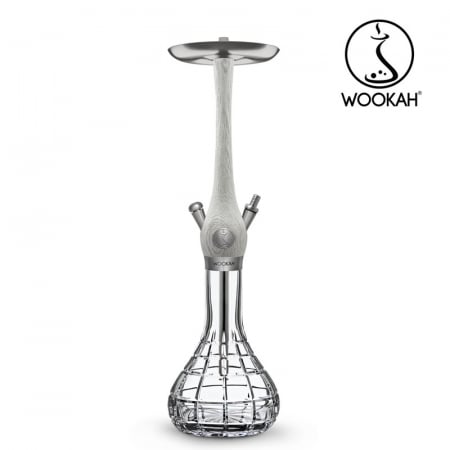 Narghilea WOOKAH din lemn, model White Nox, Vas transparent [4]