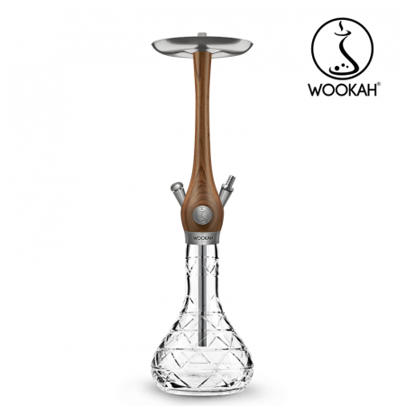 Narghilea WOOKAH din lemn, Walnut, Vas transparent [1]