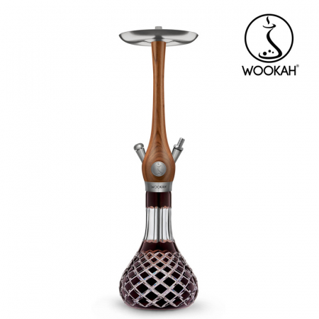 Narghilea WOOKAH din lemn, Walnut, Vas transparent [6]