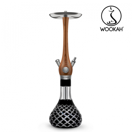 Narghilea WOOKAH din lemn, Walnut, Vas transparent [5]