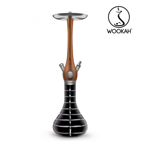 Narghilea WOOKAH din lemn, Walnut, Vas transparent [2]