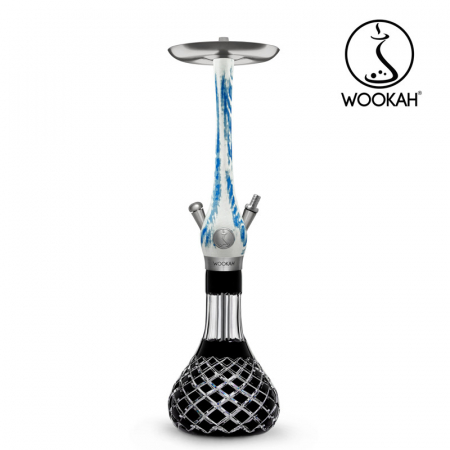 Narghilea WOOKAH din lemn, model Arctic Blue, Vas transparent [2]