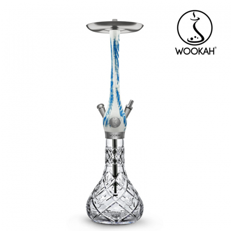 Narghilea WOOKAH din lemn, model Arctic Blue, Vas transparent [6]