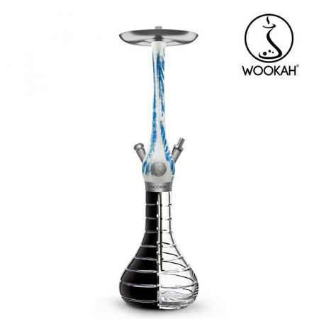 Narghilea WOOKAH din lemn, model Arctic Blue, Vas transparent [9]