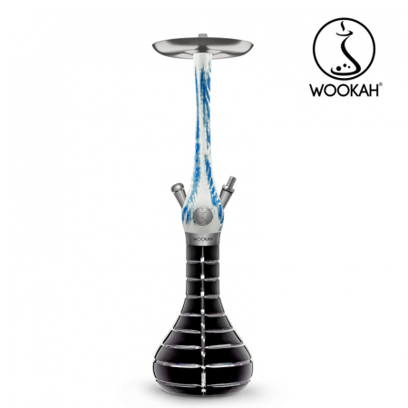 Narghilea WOOKAH din lemn, model Arctic Blue, Vas transparent [8]