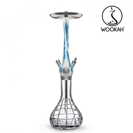 Narghilea WOOKAH din lemn, model Arctic Blue, Vas transparent [7]