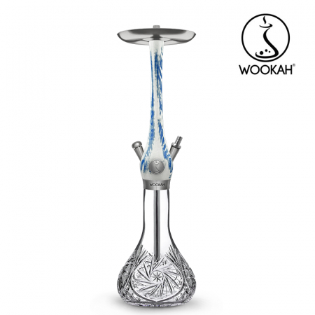 Narghilea WOOKAH din lemn, model Arctic Blue, Vas transparent [5]