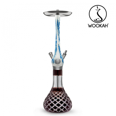 Narghilea WOOKAH din lemn, model Arctic Blue, Vas transparent [3]