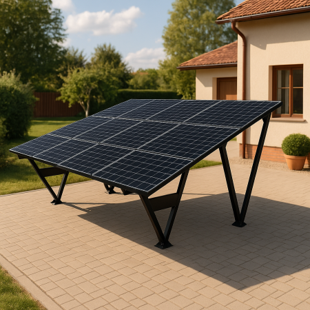 PANOURI FOTOVOLTAICE - Structură carport W-02-00 RAL9005 pentru panouri solare