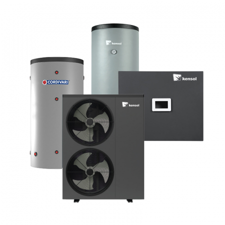 Pachet pompă de căldură KENSOL 10kW + Hydrobox, Boiler 200L, Rezervor 100L [1]