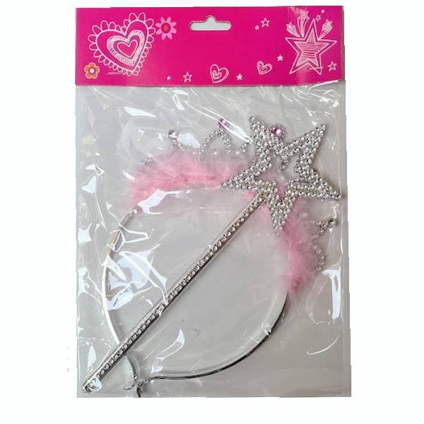 accesorii printesa, coronita si bagheta magica, roz [2]