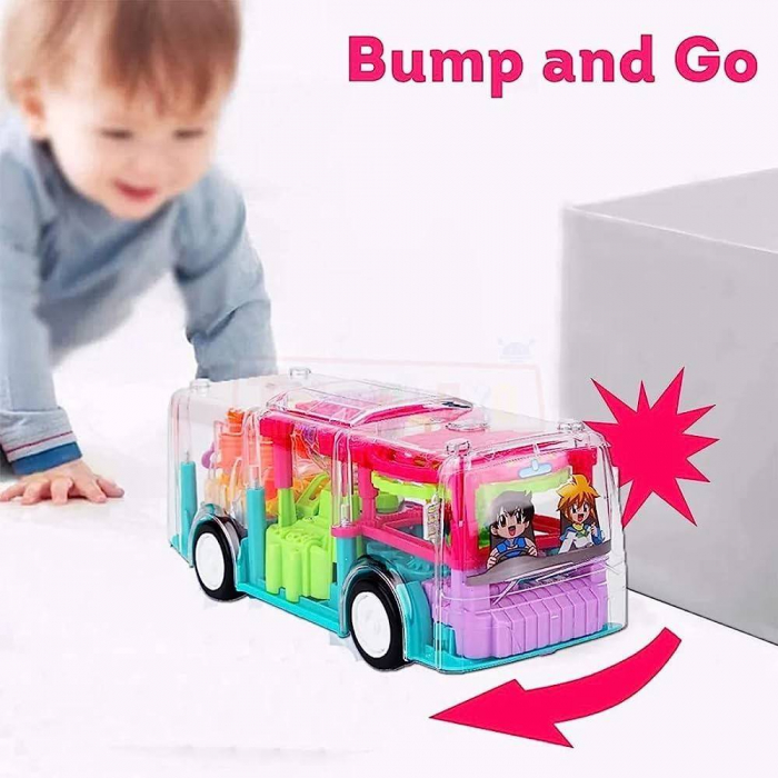 autobuz cu carcasa transparenta, lumini, sunete, rotite multicolore si cifre, 20 cm [4]