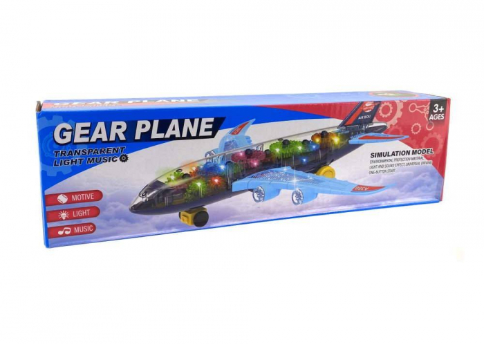 avion cu carcasa transparenta, lumini si sunete, 30 cm [2]