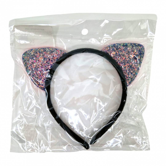 Bentita pentru copii, urechi de pisica cu minipaiete multicolore [3]