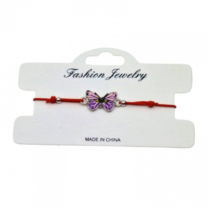 Bratara martisor, snur din elastic reglabil, cu fluturas multicolor [2]