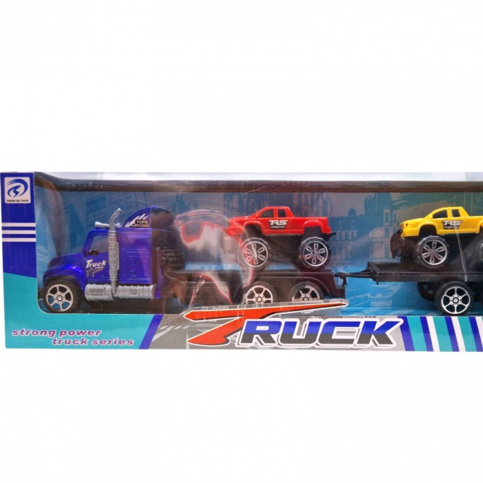 Camion de Jucarie Tip TIR Transportor cu Trailer, 42 cm, albastru [2]