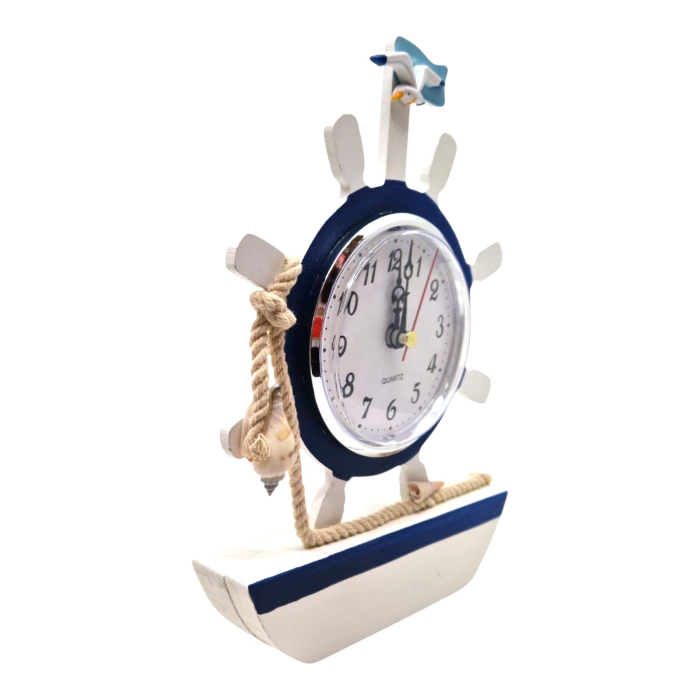 Ceas de Masa Decorativ cu Timona si Elemente Marine – Stil Mediteranean, 21 cm [3]