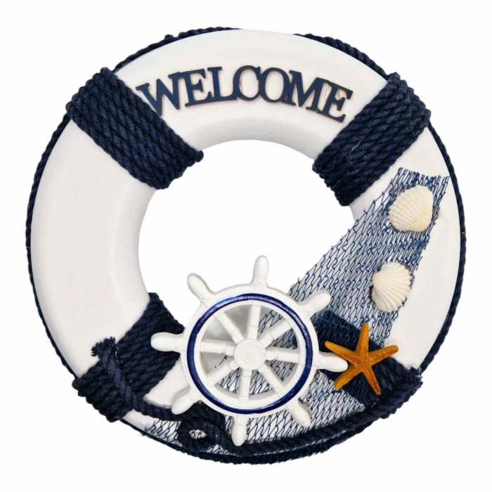 Colac de salvare decorativ cu accesorii marine, welcome, 23 cm [2]