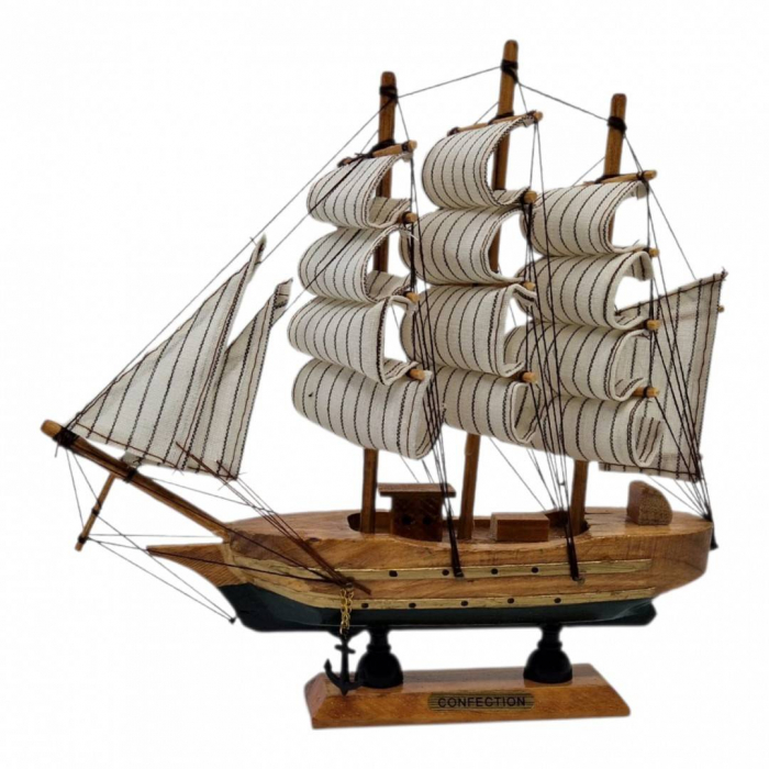Corabie din lemn cu panze, 22x22x6 cm [2]
