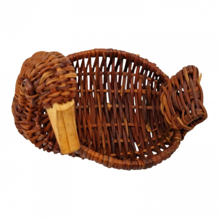 Cos din rachita in forma de rata, decoratiune realizata manual, 9x9x12 cm [3]