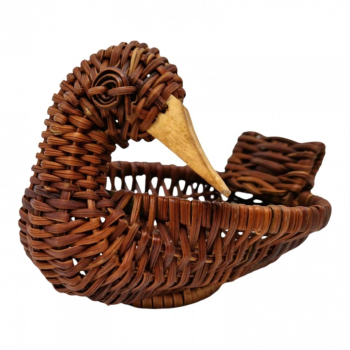 Cos din rachita in forma de rata, decoratiune realizata manual, 9x9x12 cm [2]