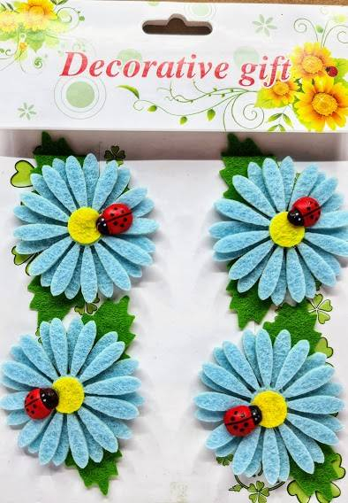 ornamente din fetru, margarete cu gargarita, set 4 stickere [2]
