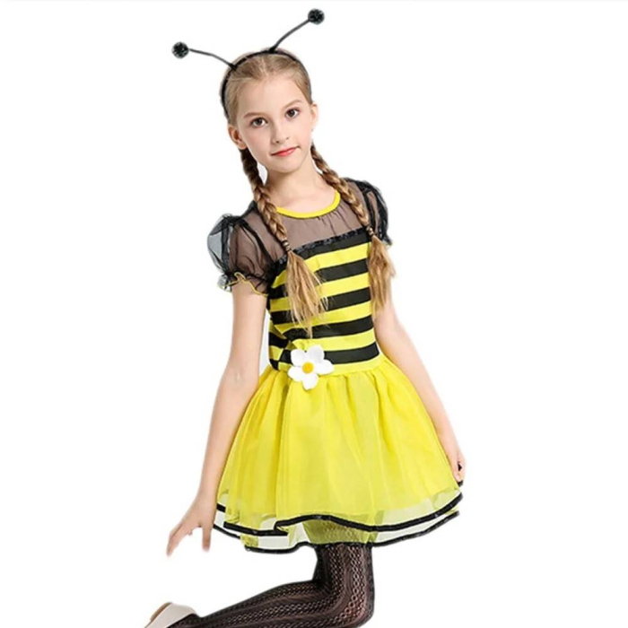 Costum albina, rochita cu bentita si aripioare, marimea M, 7-9 ani [3]