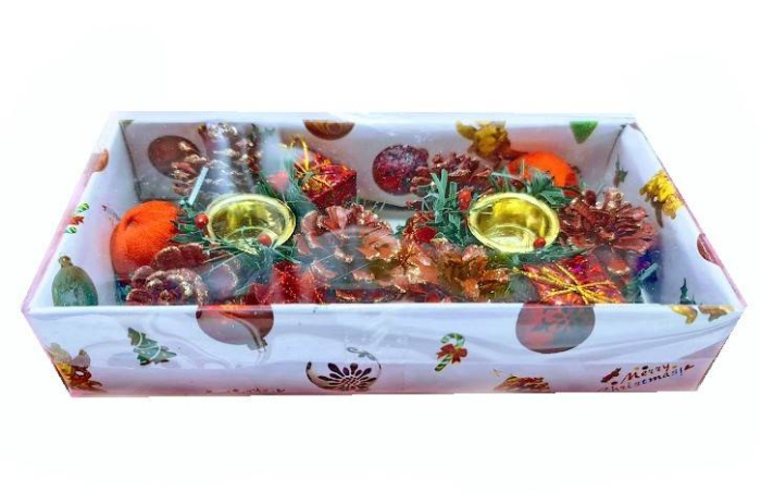 Cutie cadou cu 2 suporturi de lumanare pentru masa de Craciun [2]