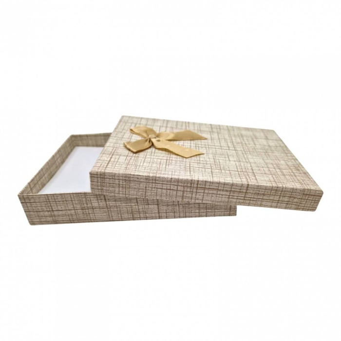 Cutie de bijuterii cu fundita, crem, 16x12x3 cm [2]