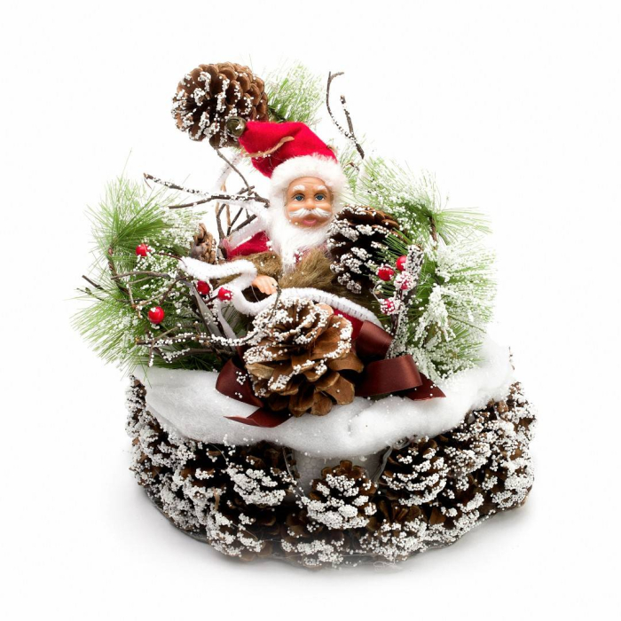 Decoratiune Craciun handmade pentru masa, birou cu Mos Craciun rosu/alb mixt [2]