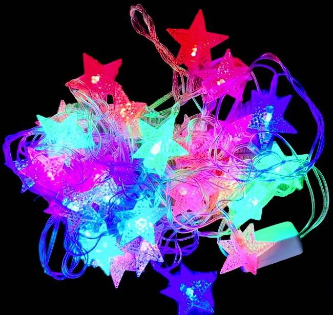 Decoratiune Craciun, instalatie luminoasa multicolora, 28 stelute, 4.5 m, 220V [1]