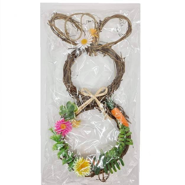 decoratiune din fire naturale pentru usa, decor Paste sub forma de iepure [2]