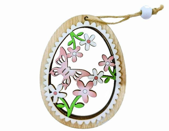 decoratiune din lemn cu agatatoare, decor Paste sub forma de ou, 11cm mixt [4]