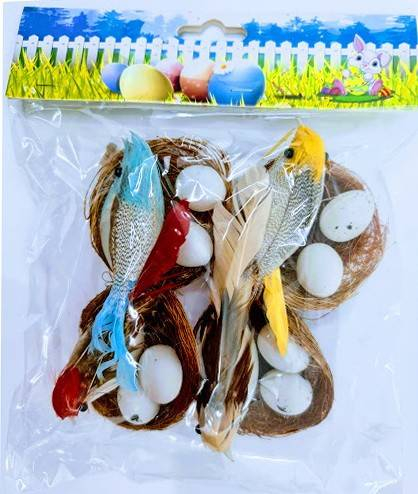 set 4 cuiburi cu pasari si oua, decoratiune Paste [2]