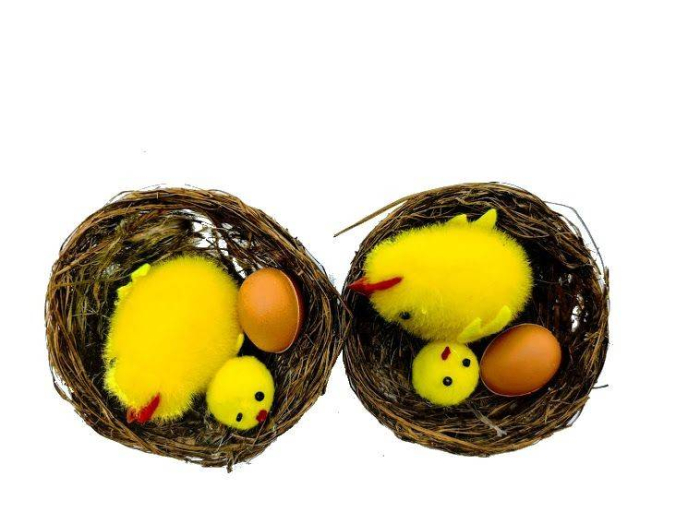 decoratiune Paste, set doua cuiburi cu puisori [2]