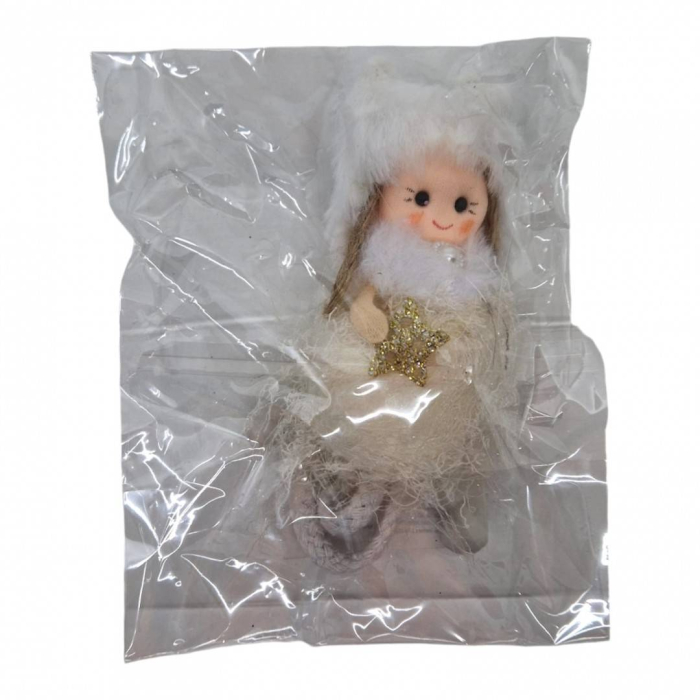 Decoratiune pentru pomul de Craciun, fetita eleganta, 16 cm,  alb [2]