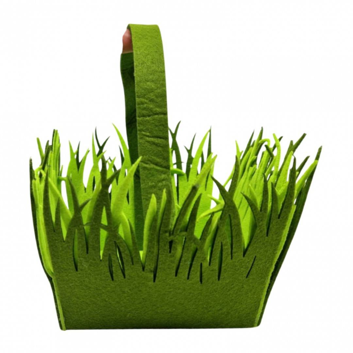 Cos cu maner de Paste, fetru, verde cu decoratiuni [2]