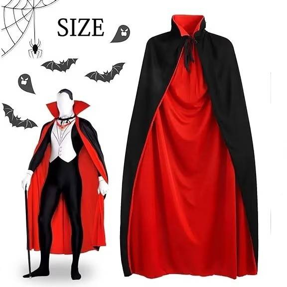 Pelerina reversibila rosu-negru pentru costume de Halloween si cosplay [2]