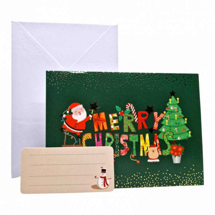 Felicitare 3D cu plic, pentru Craciun, Merry Christmas, 19x13 cm [10]